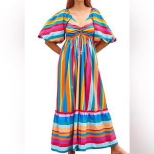 Farm Rio dress striped bright colors. New with tags. Size small.